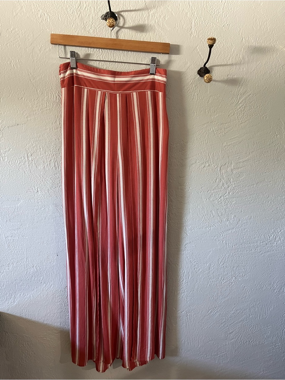 Band of Gypsies Red and White Vertical Stripe Split-Leg Pants